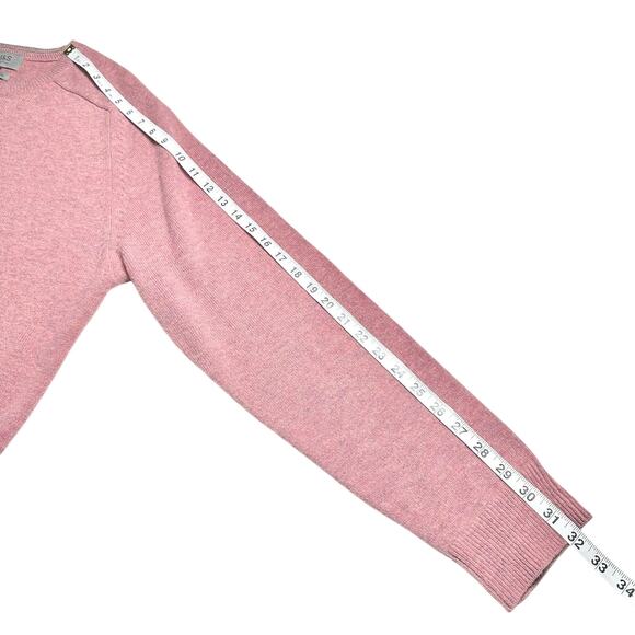 M&S Collection | Men | 100% Fine Lambs Wool Marled Pink Crew Sweater | Large - Picture 6 of 12